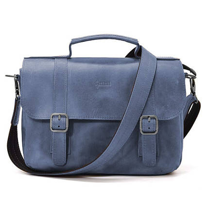 Чоловіча сумка-портфель на плече з ручкою TARWA RK-6008-3md синя, фото 1