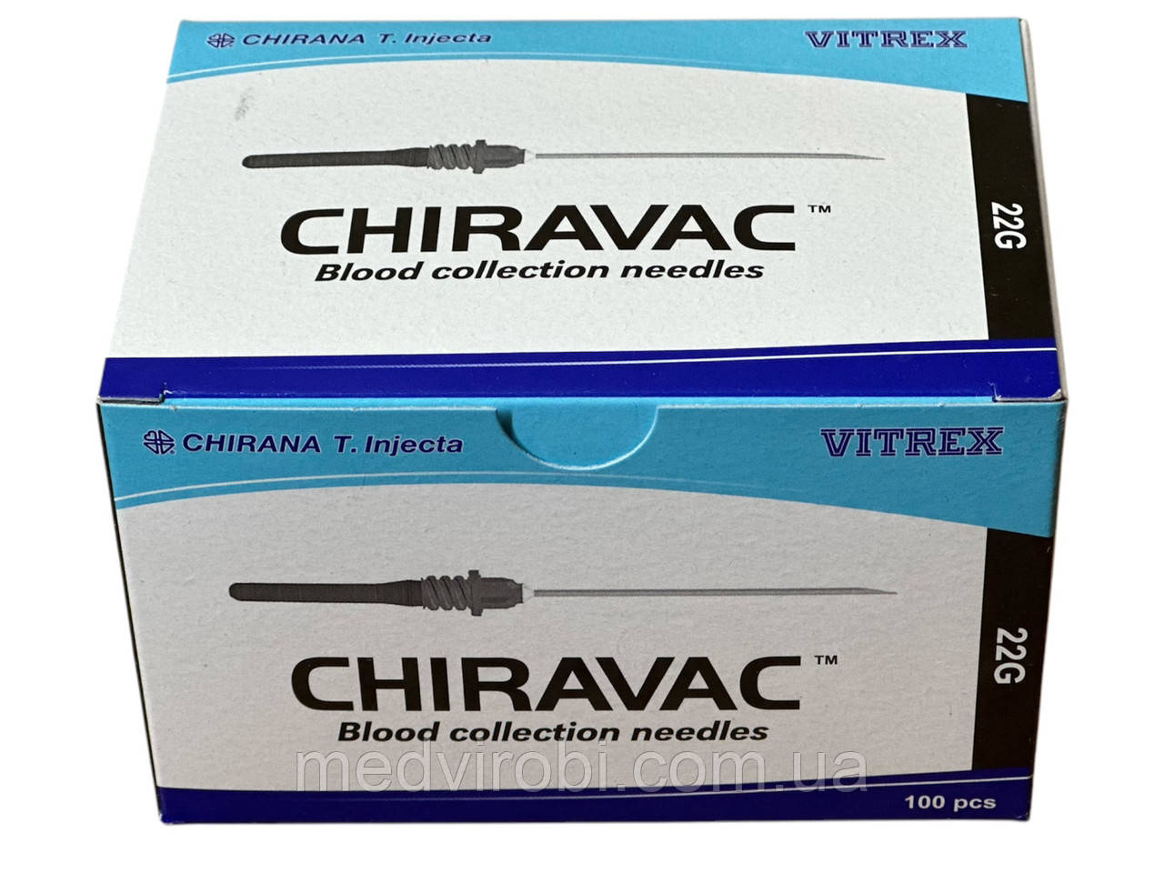 Голка для вакуумного забору крові CHIRAVAC 0,7 x 38 мм 22G, 100шт