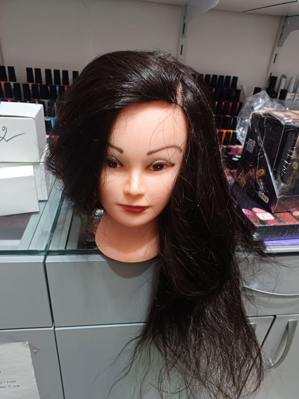 Голова для зачісок, плетіння моделювання натуральне волосся темні манекен для перукаря навчальна GLVN-01S