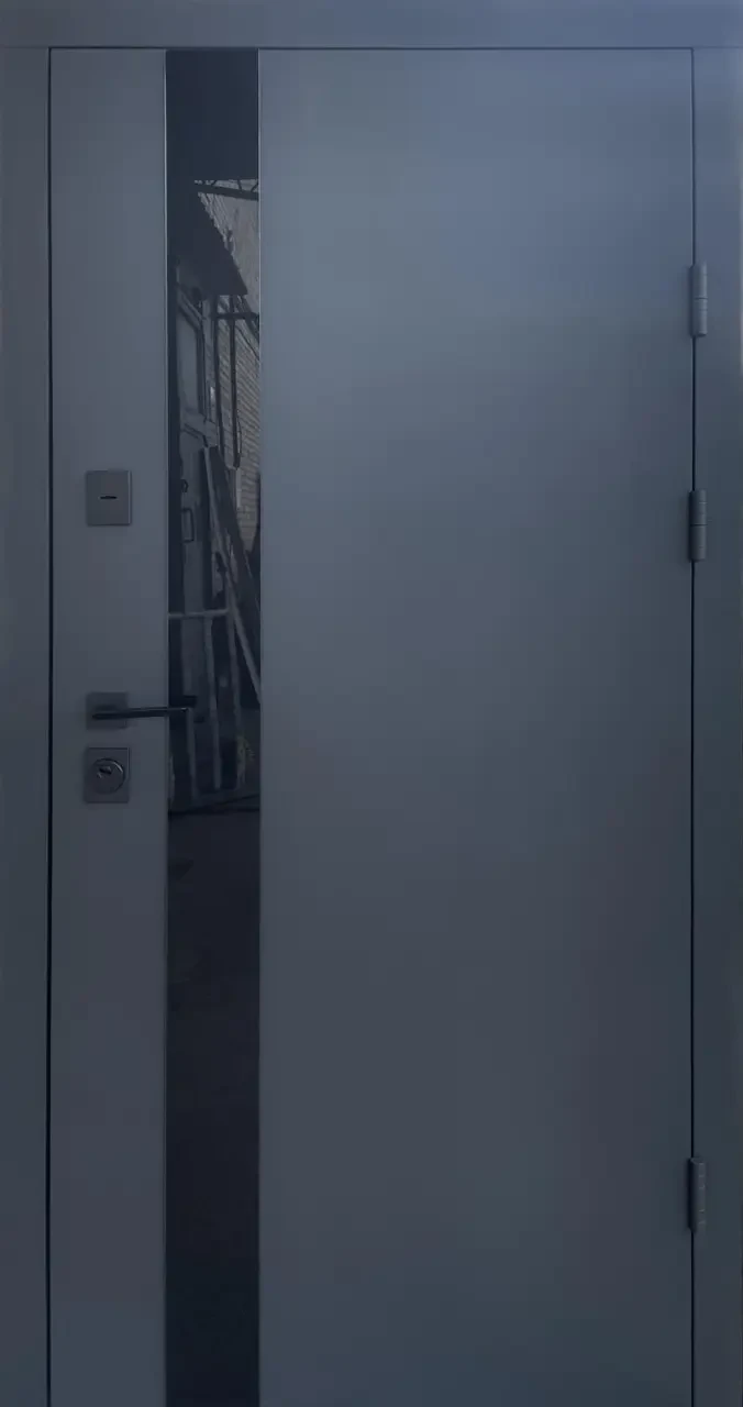 Вхідні двері з терморозривом Qdoors Стріт Елегант метал Антрацит 7021 фарба/МДФ біле дерево 850х2040 мм