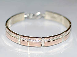 Срібний браслет з золотими пластинами