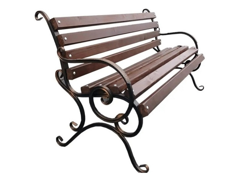 Лава кована садова зі спинкою вулична паркова з підлокітниками КП2020, фото 1