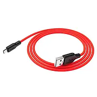 Кабель USB - micro USB Hoco X21 Plus Silicone 2.4A/1m Black-Red