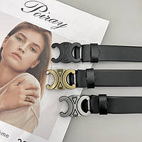 Женский Кожаный Ремень Селин Брендовый Черный Базовый С Логотипом Cilen Grey,black,gold Денвер Жіночий