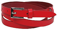 Узкий Женский Кожаный Ремень Skipper, Украина Красный 1,5 См Однотонный Базовый Поясной Денвер Вузький Жіночий