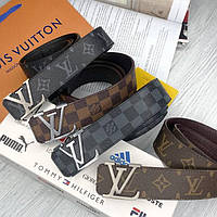 Женский Кожаный Ремень Поясный Луи Витон Брендовый Серый Коричневый Louis Vuitton Денвер Жіночий Шкіряний