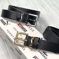 Женский Кожаный Ремень И Сен Лоран Поясной Брендовый Черный Yves Saint Laurent Silver,gold,black DBUY Жіночий