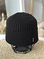 Стильна шапка чоловіча Jacquard на флисі, чоловіча класична тепла шапка
