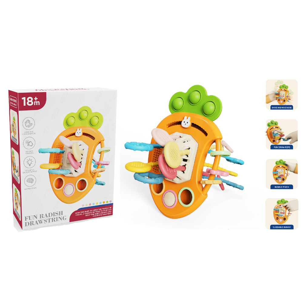 Гра FXB-2 (60шт) морква 16см, рухливі деталі, м'які кнопки/Pop it, рухлива кнопка, прорізувач, в кор-ці,