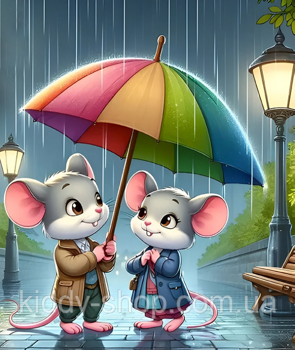 Веселкова парасолька. 23*30см, 5D. Набір зі стразами на підрамнику, фото 1