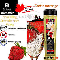 Масажна олія Shunga Romance Sparkling Strawberry Wine (240 мл) натуральна зволожувальна
