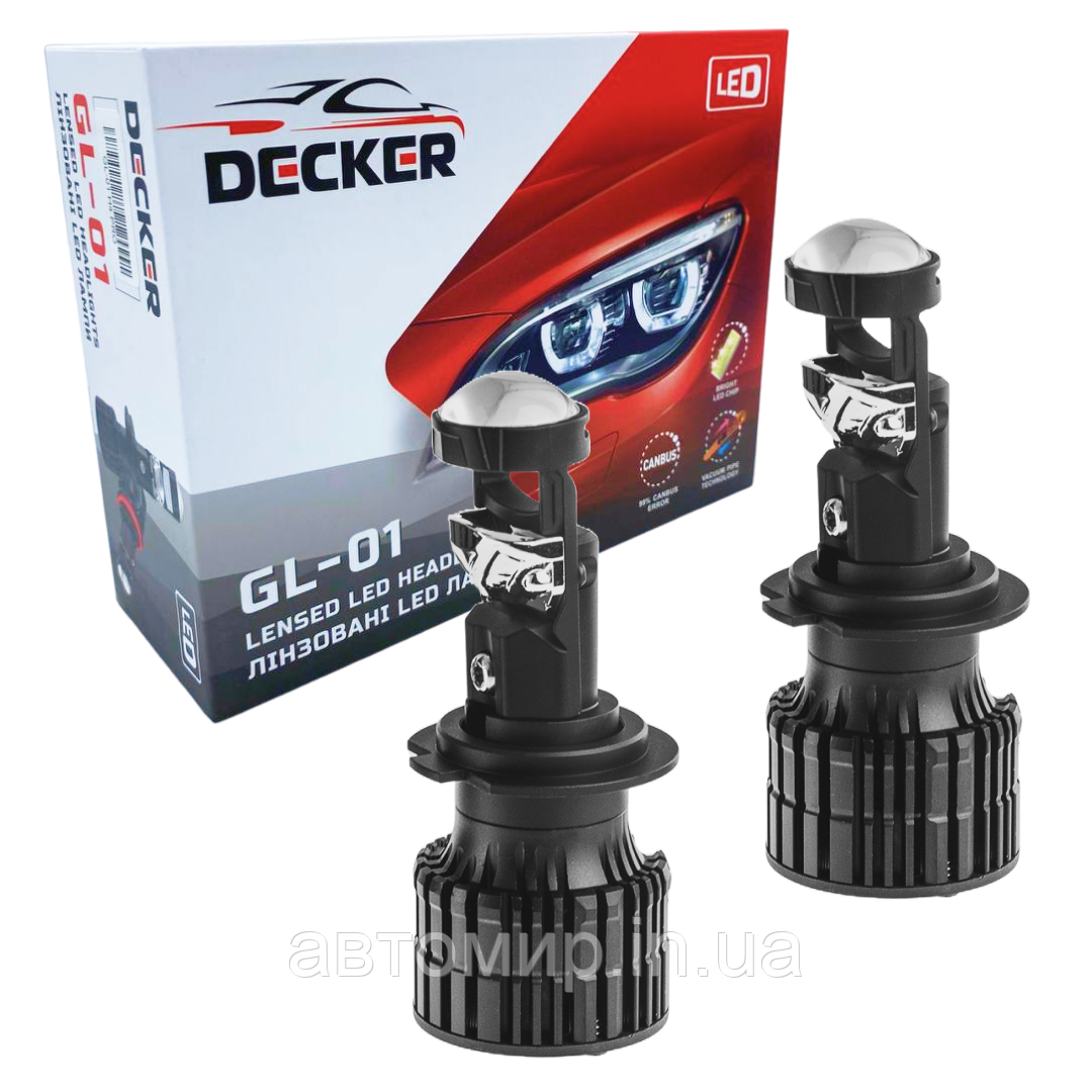 Led світлодіодні міні лінзи Bi-LED DECKER LED GL-01 H7 6000k 55w 8000Lm 9-32v