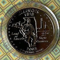 Монета США 25 центів 2003 р. Іллінойс Позолота
