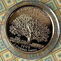 Монета США 25 центів 1999 р. Коннектикут Позолота