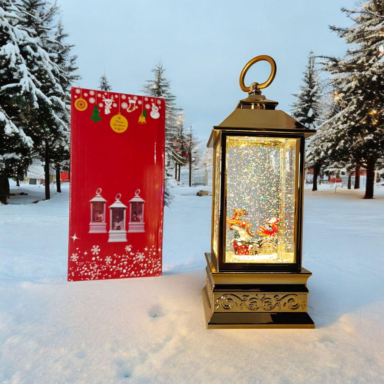 Новорічний декоративний нічник зі снігом Water Lantern BA 24-3-1 музичний ретро світильник з ефектом снігу