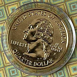 Монета США 25 центів 2001 р. Род - Ісланд Позолота, фото 3