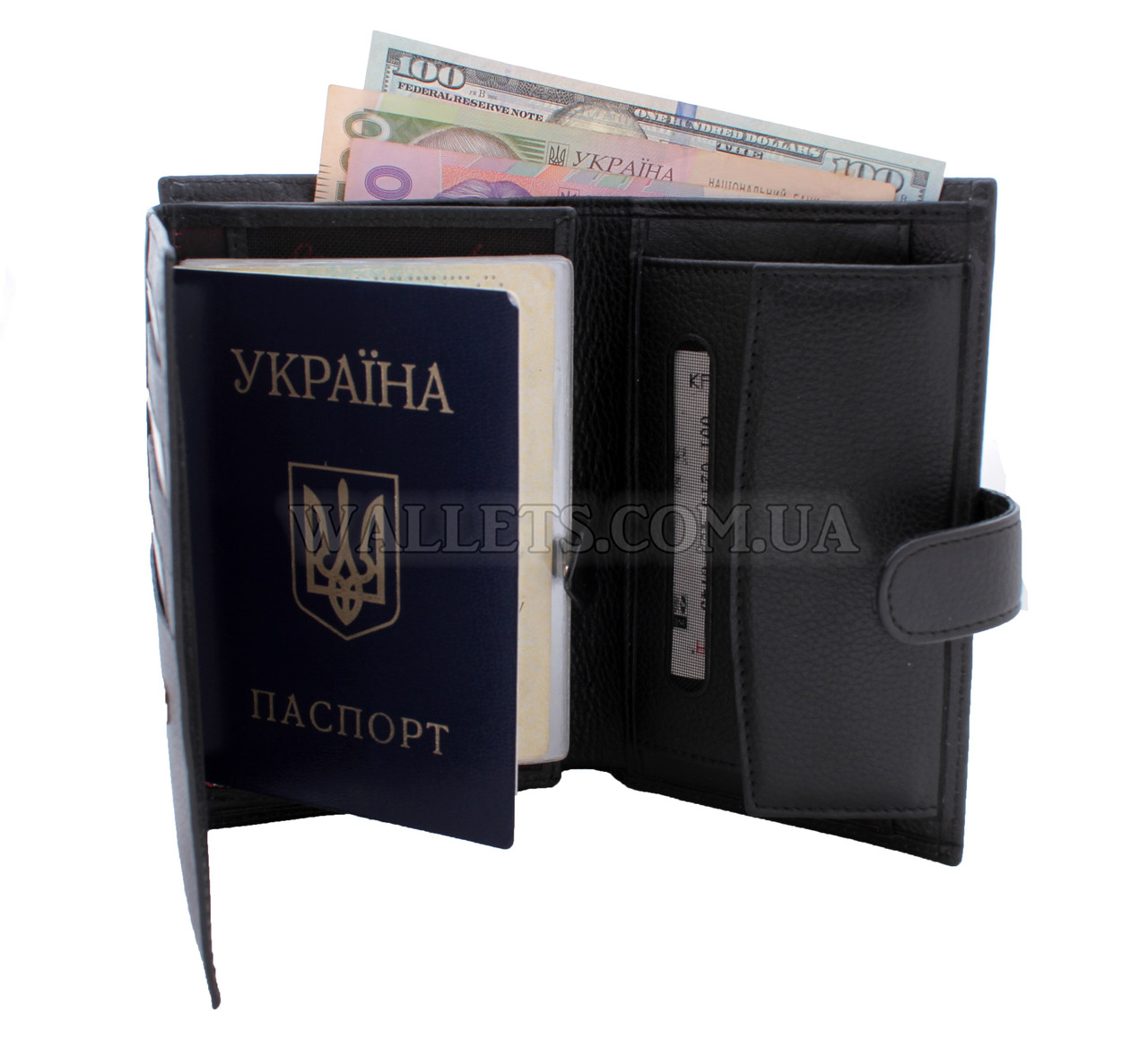Чоловіче шкіряне портмоне KARYA (0498-45), чорний..