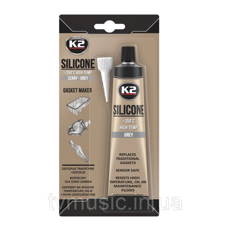 Силіконовий герметик K2 Silicone Grey +350°C 85г (B250N)