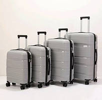 🤍Набір із чотирьох дорожніх валіз ABS на 4 колесах, телескопічна ручка, високої якості, Колір Сірий