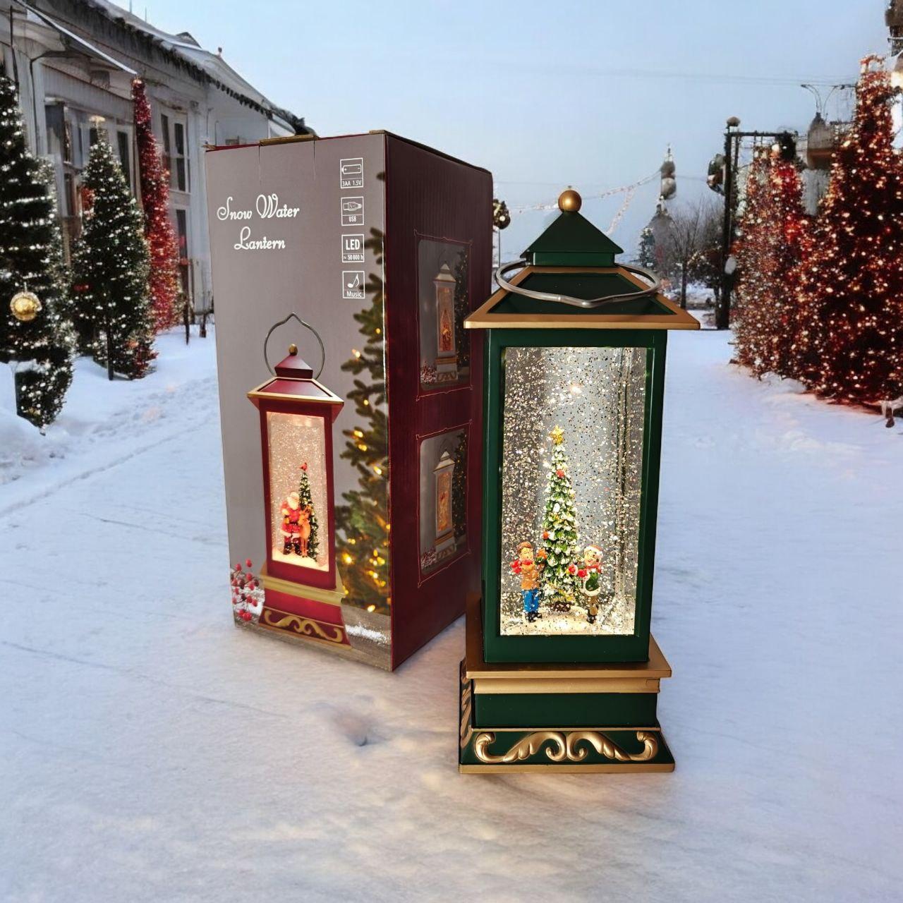 Новорічний декоративний нічник зі снігом Water Lantern BA-0150 музичний ретро світильник з ефектом снігу