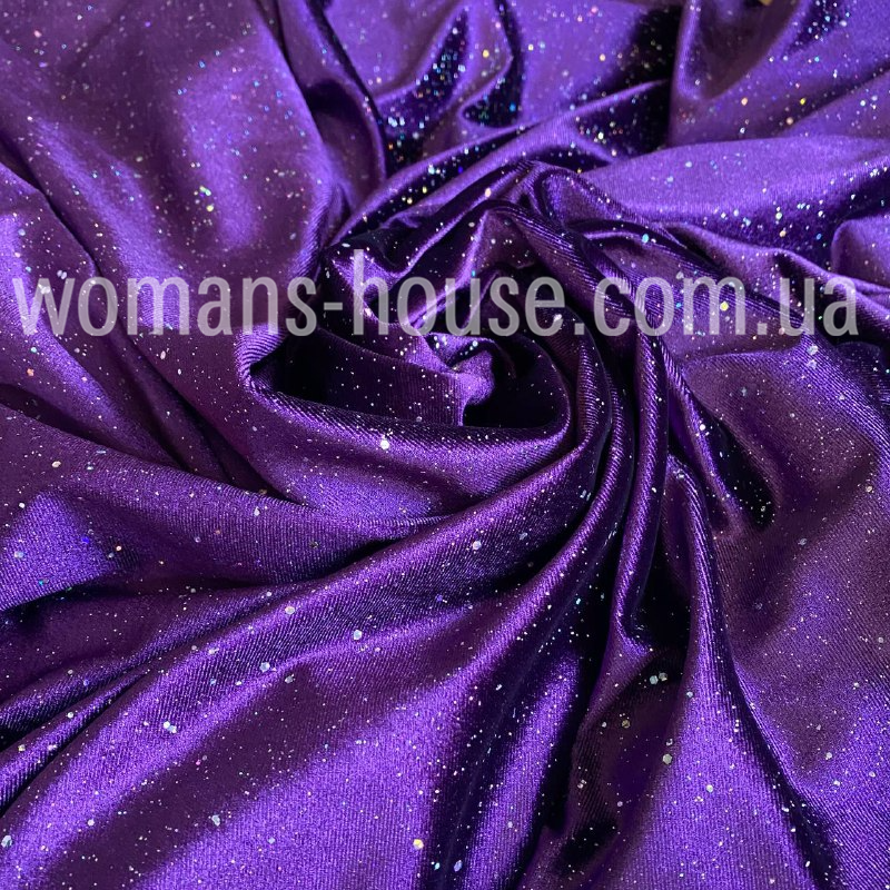 Тканина Оксамит з напиленням Фіолетовий, фото 1