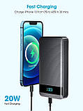 Power Bank Швидка зарядка, портативний зарядний пристрій 30000 мАч Акумулятор потужністю 22,5 Вт з входом та виходом USB C, фото 5