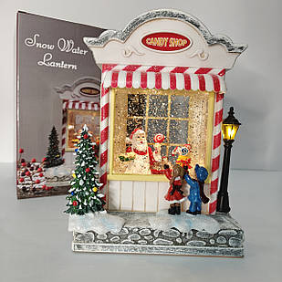 Новорічний декоративний нічник зі снігом Water Lantern BA-0122 музичний ретро світильник Candy Shop