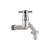 Кран вентильний РЗ 1/2", штуцер під шланг 
3/4", латунь/нікель, CROSS HANDL, GKK0T123413