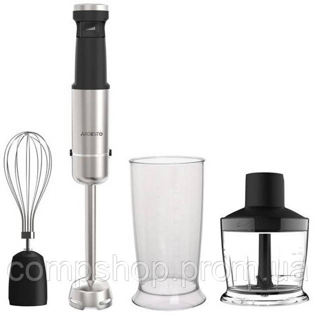 Блендер Ardesto занурювальний 1000Вт, 3в1, чаша-600мл, чопер 500мл, чорно-сріблястий (HBG-1000WHCHC) (код, фото 1