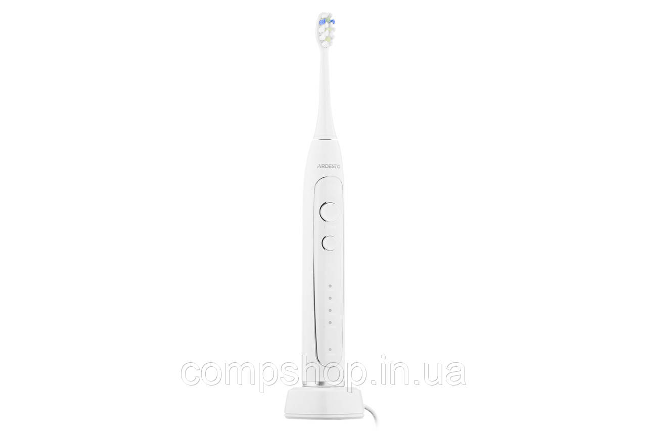 Електрична зубна щітка Ardesto, 40т. колив/хв, насадок-2, IPX7, білий, !сумісність із насадками Philips, фото 1