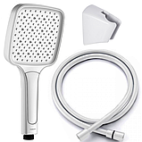 Душовий набір Білий Лійка для душу 3 режими шланг силіконовий тримач KOER 30402N-SL White, фото 2