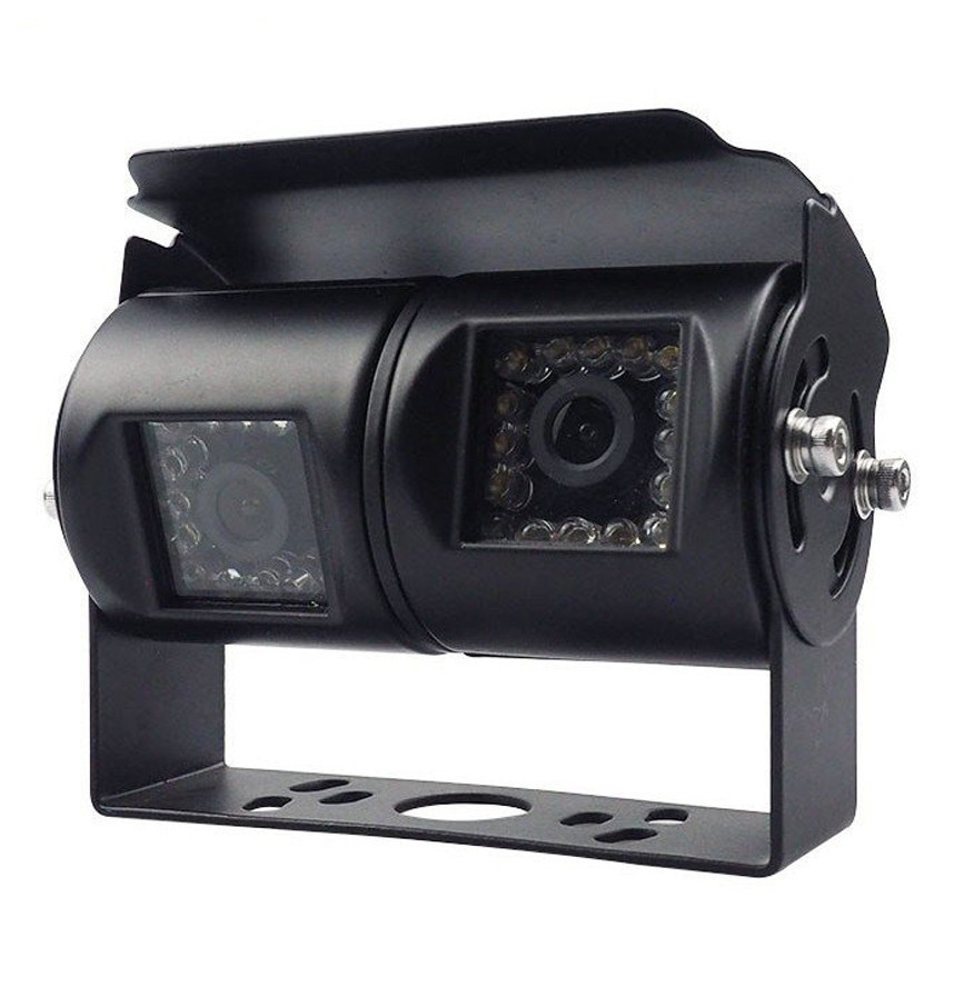Подвійна камера заднього виду для вантажівки 24 ІЧ світлодіода нічний режим AHD 720P Чорний