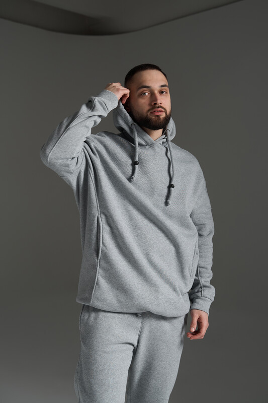 Худі зимове від Intruder сірого кольору на флісі, фото 1