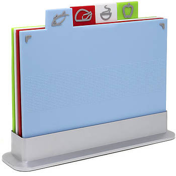 Набір пластикових прямокутних обробних дощок для кухні з підставкою Edenberg EB-11985 Набір 5 в 1