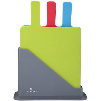 Набір пластикових прямокутних обробних дощок для кухні з підставкою Edenberg EB-11987 Набір 4 в 1