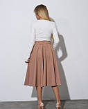 Бежева вовняна спідниця кльош, фото 3
