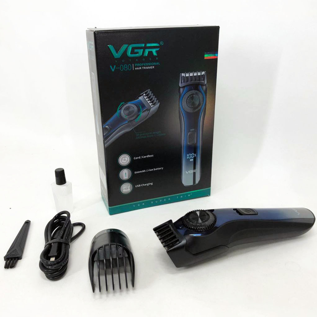 Надійна машинка для стрижки VGR V-080, Миюча машинка для стрижки, Професійний тример OV-756 з насадками