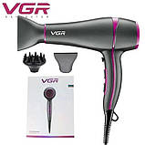 Фен для різних типів волосся, Фен з іонізацією і термозахистом, Фен дорожній для ламкого волосся JP-32, фото 2