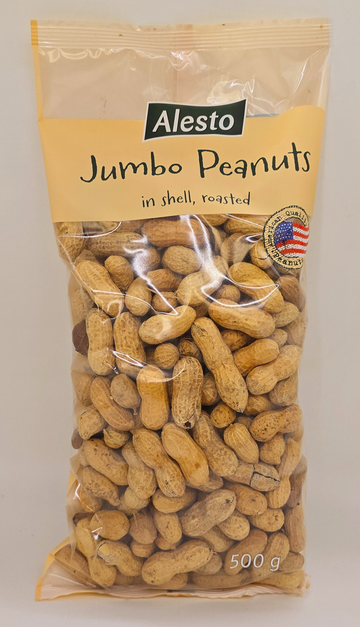 Арахіс Alesto Jumbo Peanuts неочищений, смажений у шкаралупі 500 г, фото 1