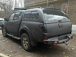 Посилений задній бампер Dakar V1 для Mitsubishi L200 (2010-2015) Чорний метал