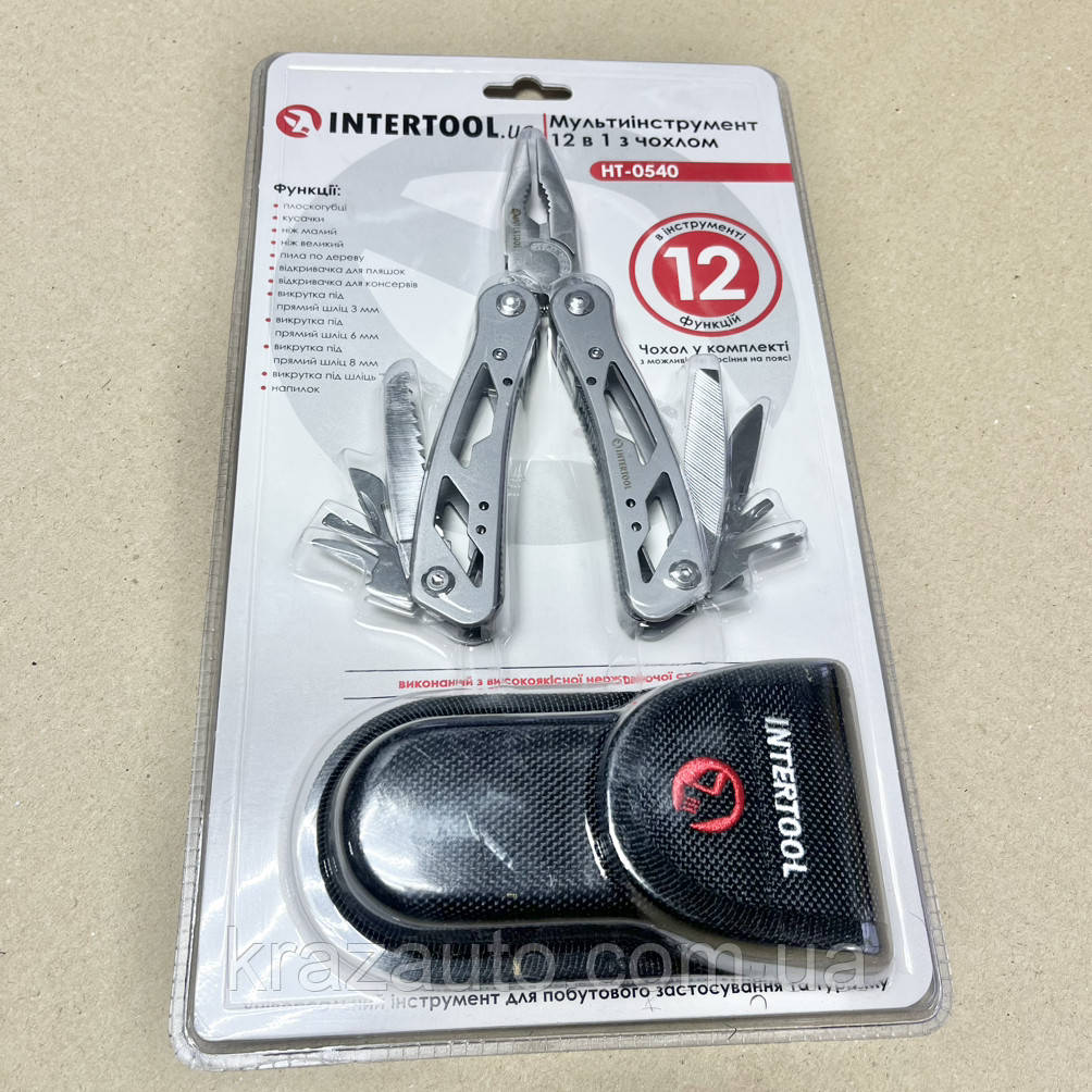 Мультиінструмент 165 мм, 12 в 1 з чохлом. INTERTOOL HT-0540