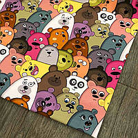 Тканина стрейч-кулір кольорові ведмедики 1450