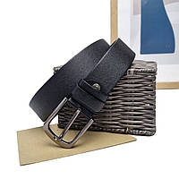 Черный кожаный мужской ремень Арт.01-40-64-12 "Кремень" (Україна)