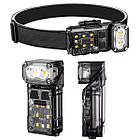 Ліхтар налобний світлодіодний з датчиком руху X52-2LED+6SMD(RGB) Чорний, фото 3