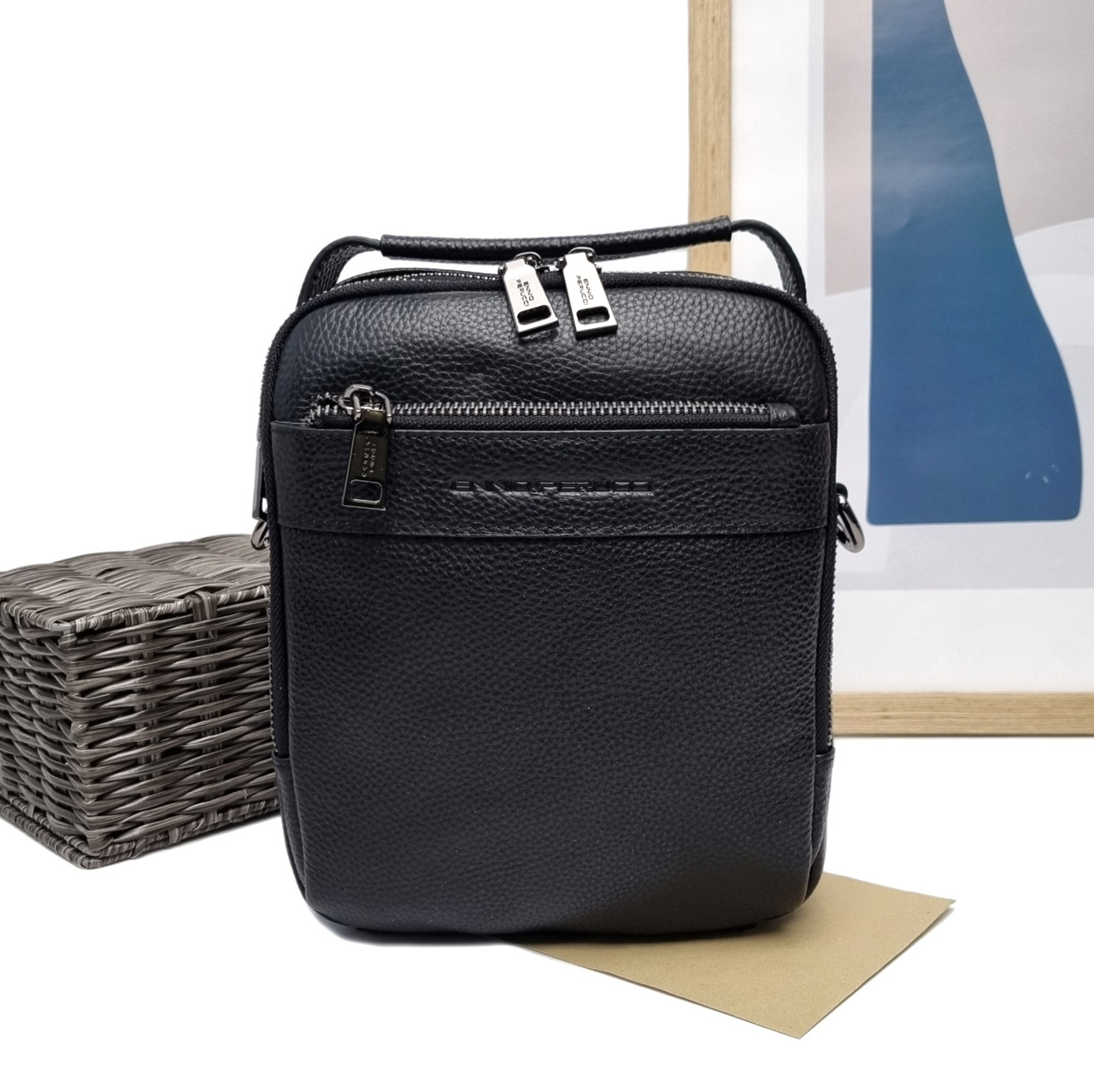 Чоловіча сумка з натуральної шкіри чорний Арт.6433AL black Ennio Perucci (54)