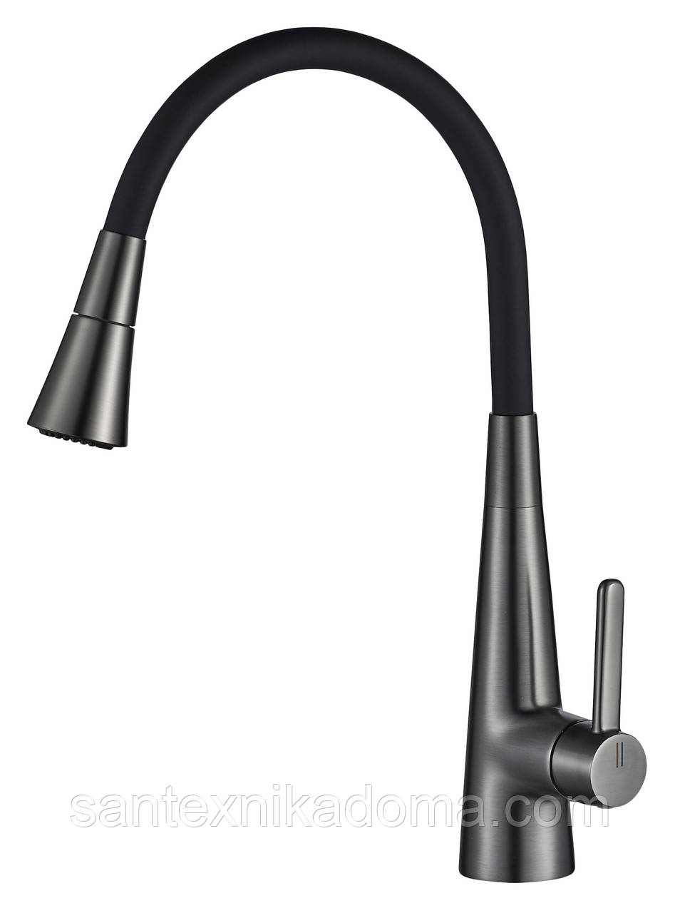Змішувач на кухню Globus Lux LAZER Pro GLPR-203SM-BB латунь колір графіт чорний гофровилив