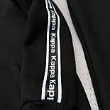 Спортивний костюм чоловічий зимовий Kappa з лампасом каппа на флісі осінь-зима теплий чорний. Живе фото, фото 6