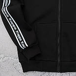 Спортивний костюм чоловічий зимовий Kappa з лампасом каппа на флісі осінь-зима теплий чорний. Живе фото, фото 4