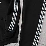 Спортивний костюм чоловічий зимовий Kappa з лампасом каппа на флісі осінь-зима теплий чорний. Живе фото, фото 8
