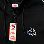Спортивний костюм чоловічий зимовий Kappa з лампасом каппа на флісі осінь-зима теплий чорний. Живе фото, фото 2
